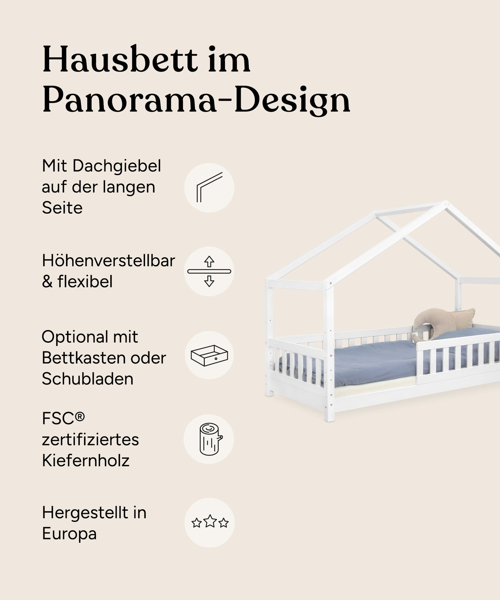 Vorteile Panorama Hausbett Weiß.