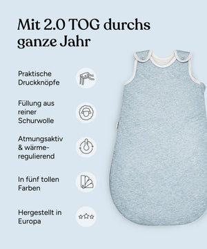 2-er Pack Baby-Schlafsack 2.0 TOG mit Wollfüllung