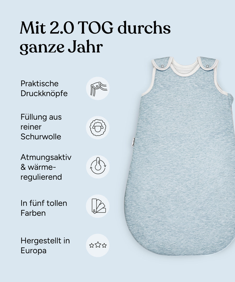 Ehrenkind Schlafsack mit Wollwattierung Rund Vorteile.