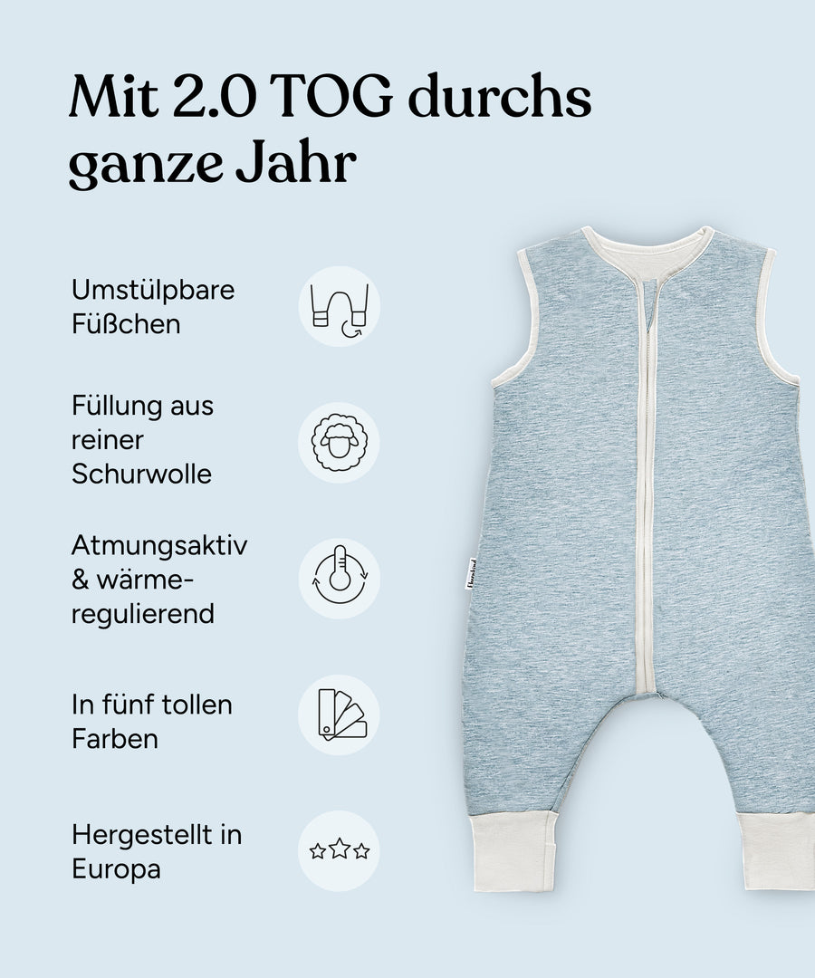 Ehrenkind Schlafsack mit Wollwattierung Vorteile.
