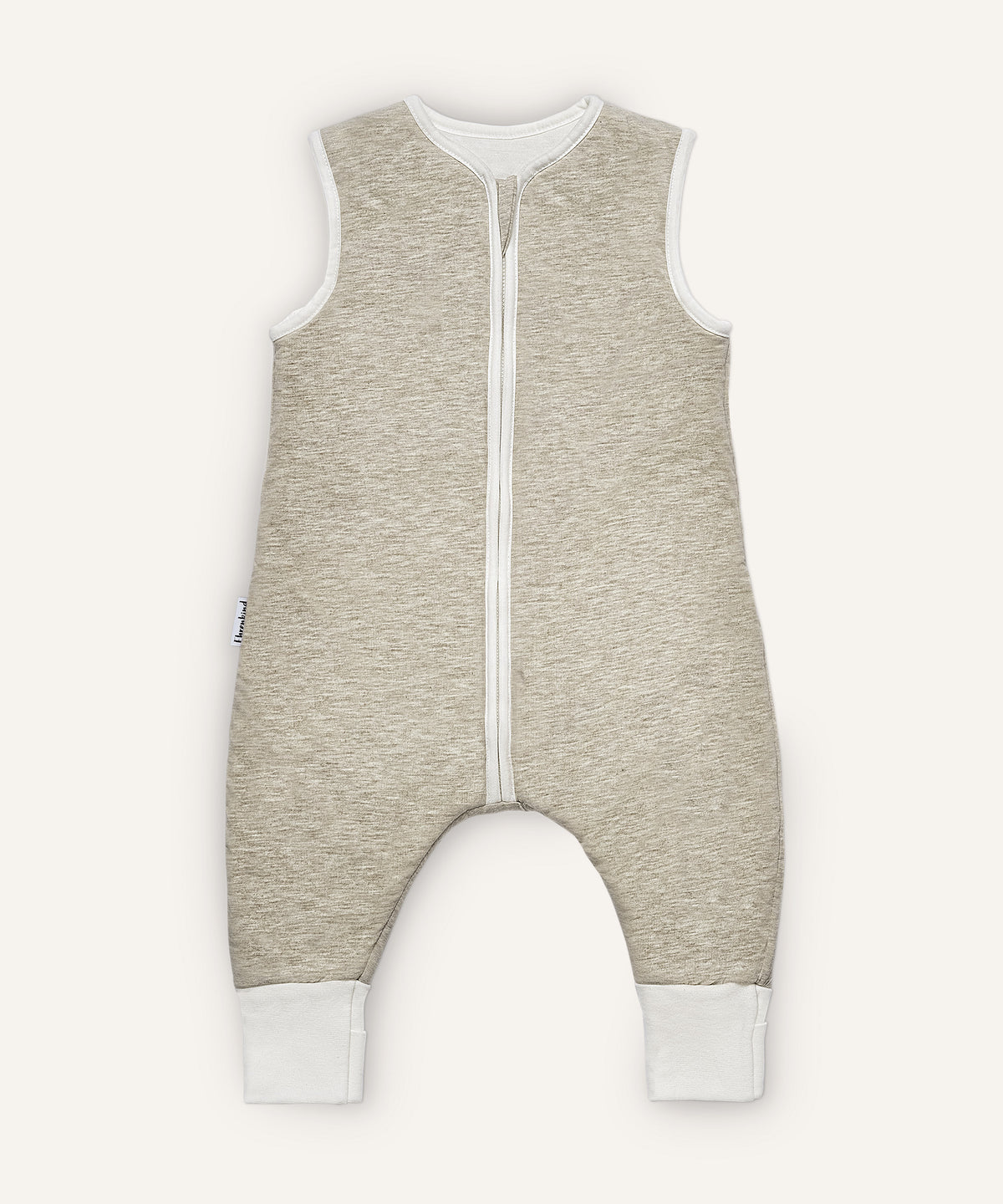 Babyschlafsack mit Beinen und Wollfüllung beige.