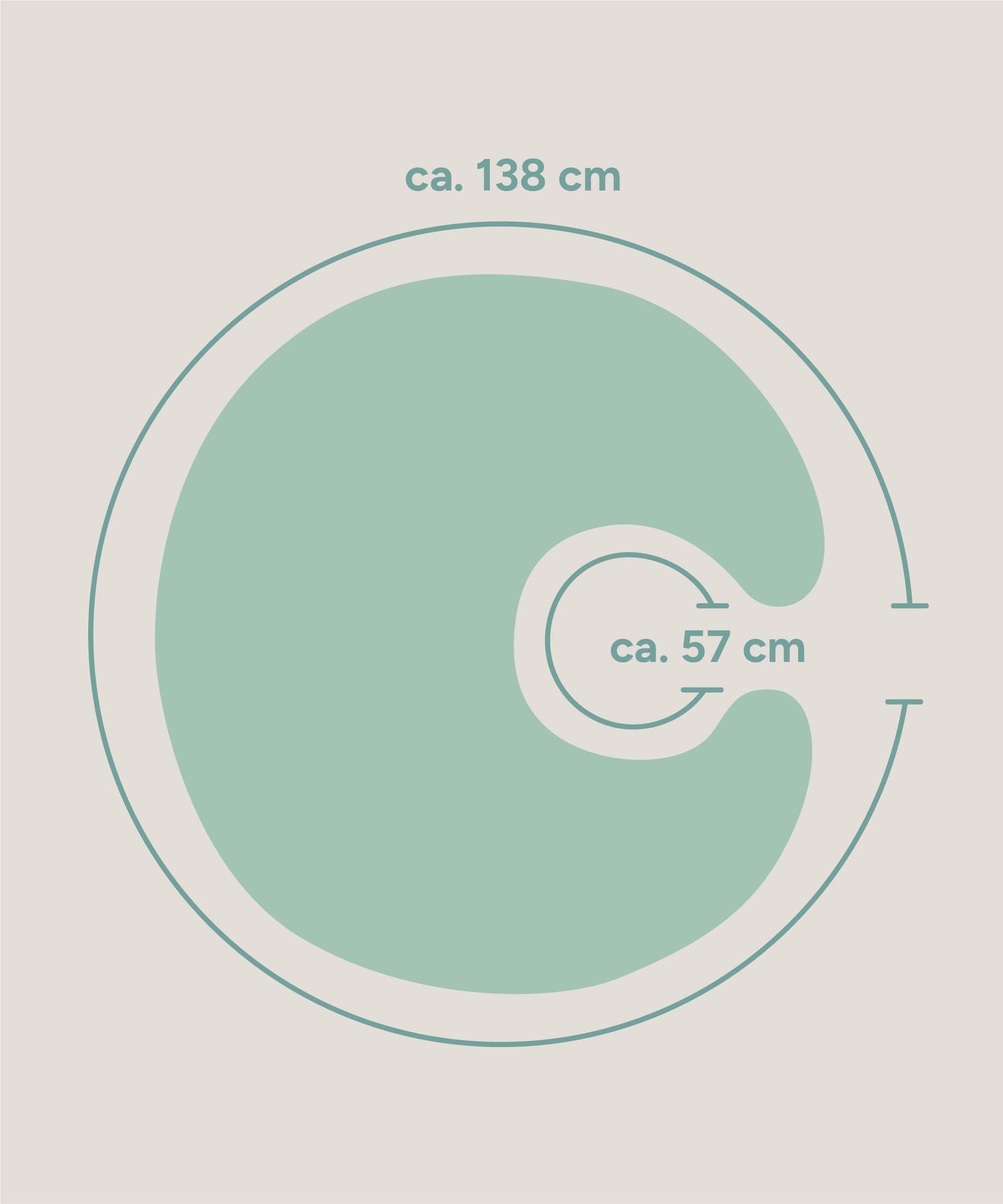 Größengrafik Kuschelkissen Mond