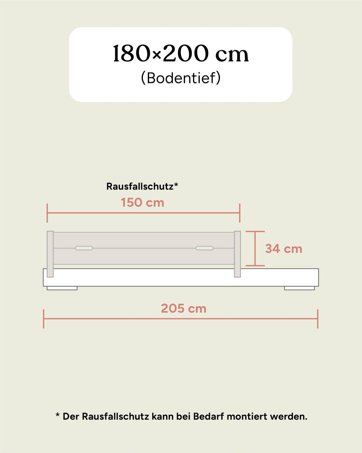 Doppelbett Plano | Kiefer Weiß | 180 × 200 cm