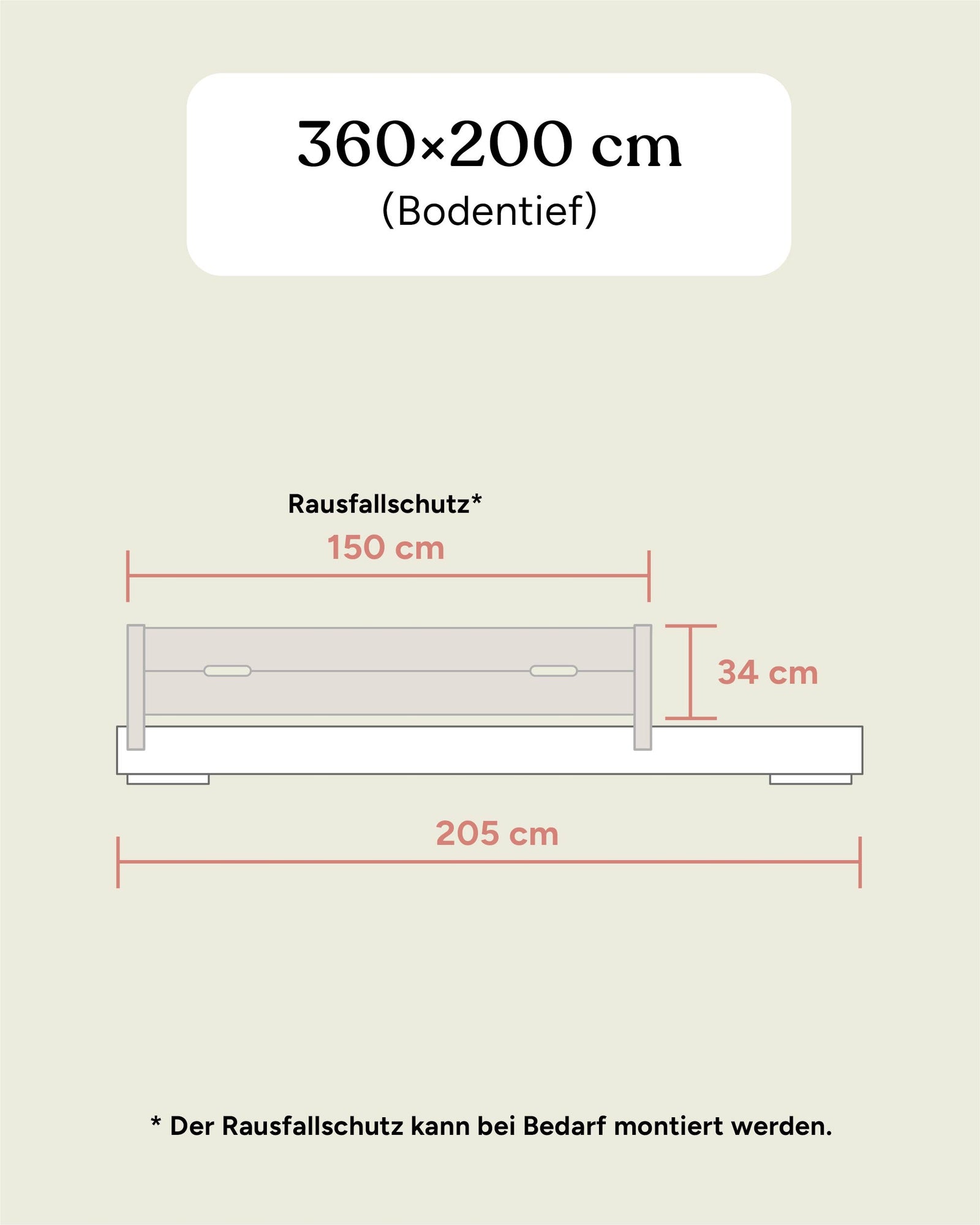 Familienbett Plano | Kiefer Natur | 360 × 200 cm
