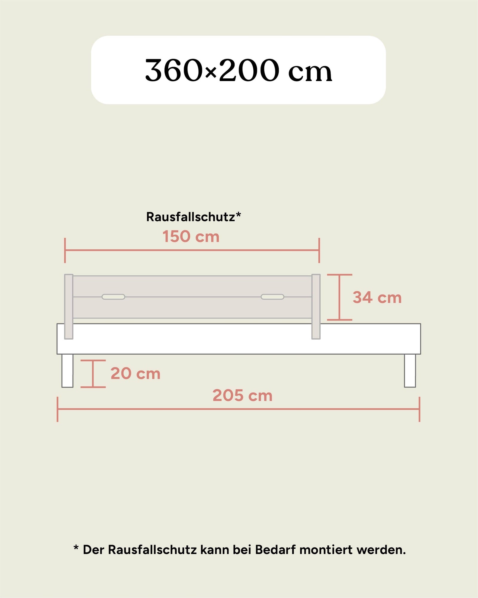 Familienbett Plano | Kiefer Natur | 360 × 200 cm