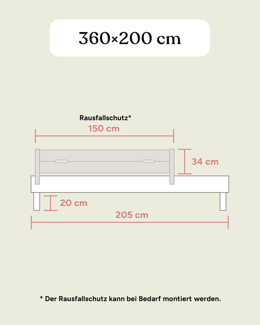 Familienbett Plano | Eiche | 360 × 200 cm