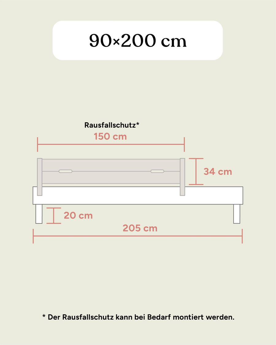 Einzelbett Plano | Kiefer Natur | 90 × 200 cm