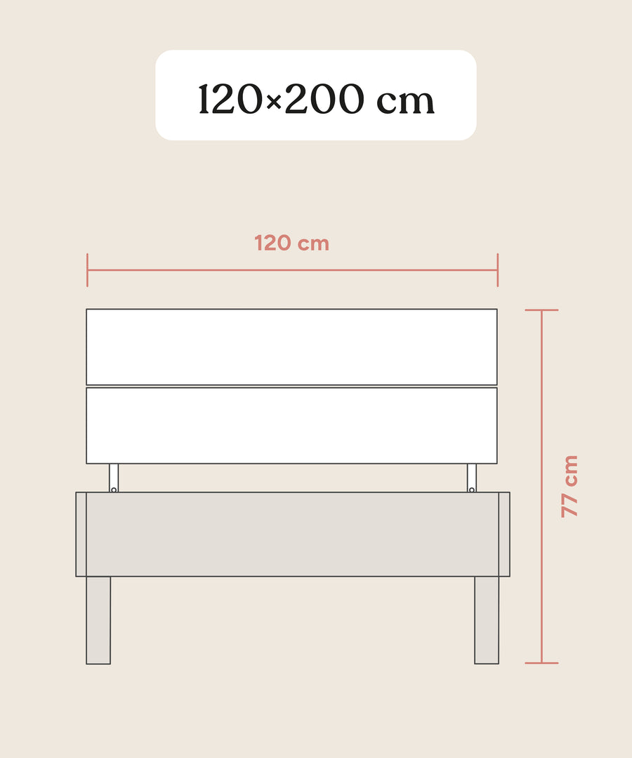 Größengrafik Plano Kopfteil 120x200 cm.