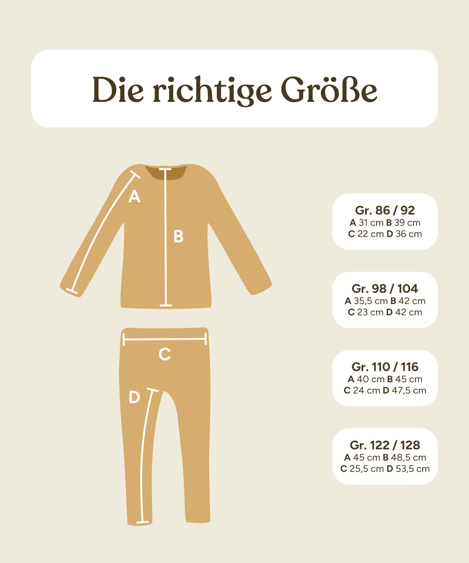 Größengrafik Merino Unterwäsche Kinder.