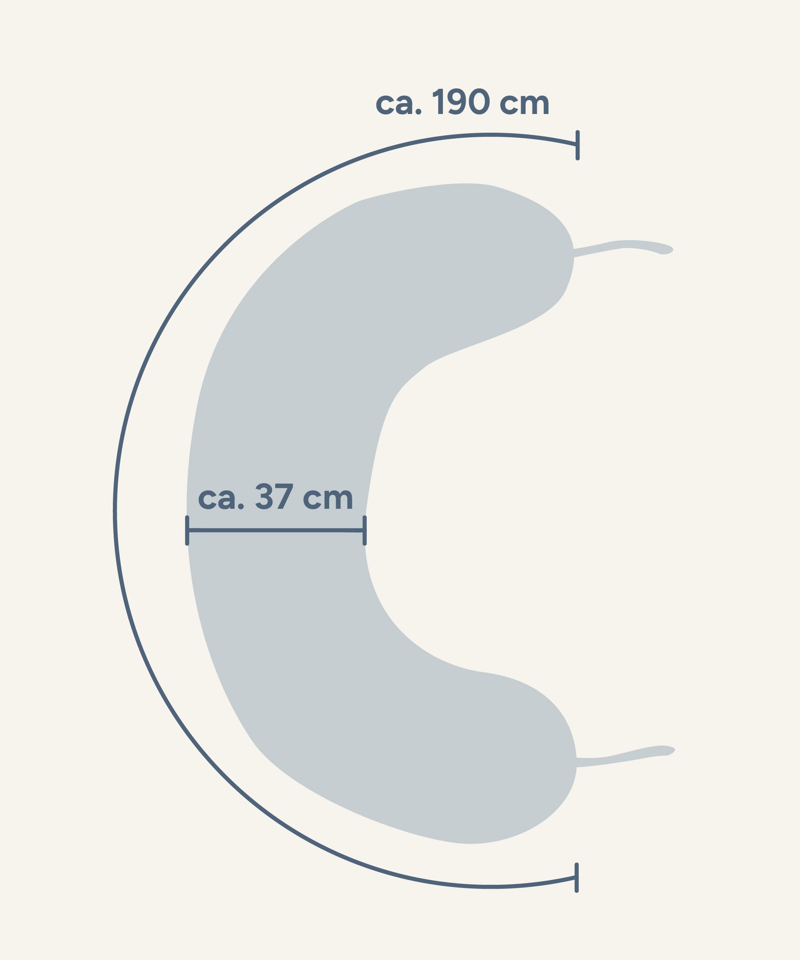 Größengrafik Stillkissen mit Faserbällchen.