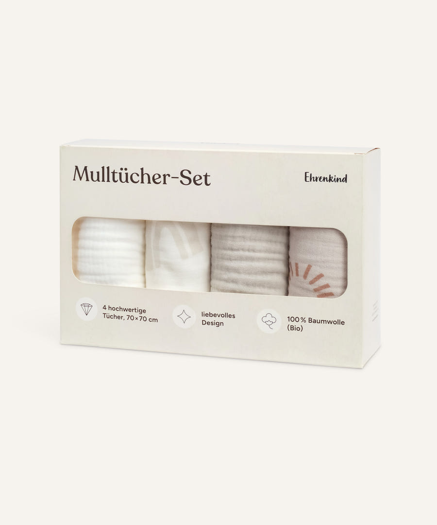 Mulltücher aus Bio-Musselin für Babys im 4er-Set
