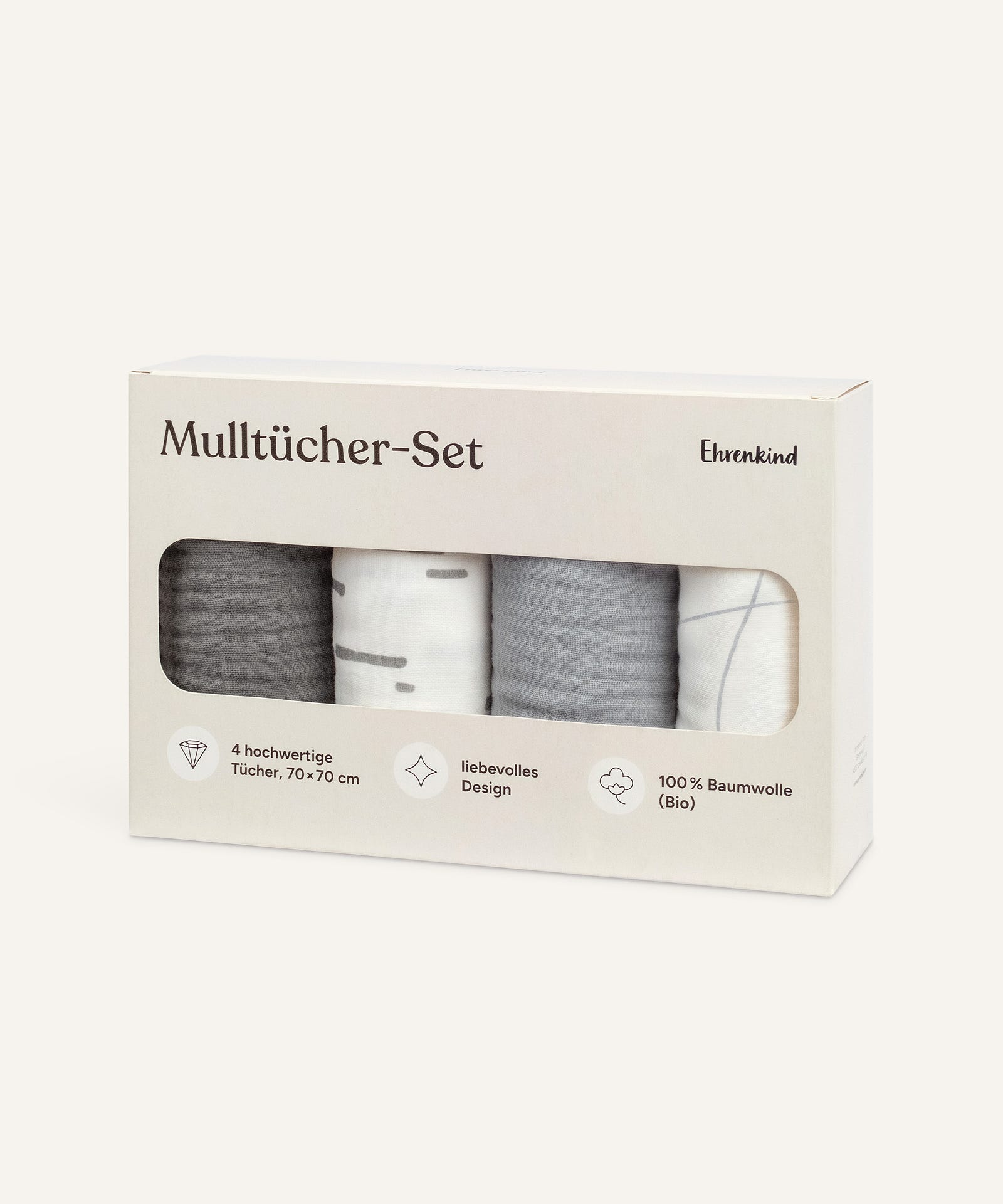 Mulltücher-Set in Grau.