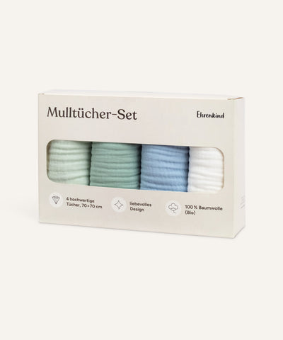 Mulltücher-Set in Blau.