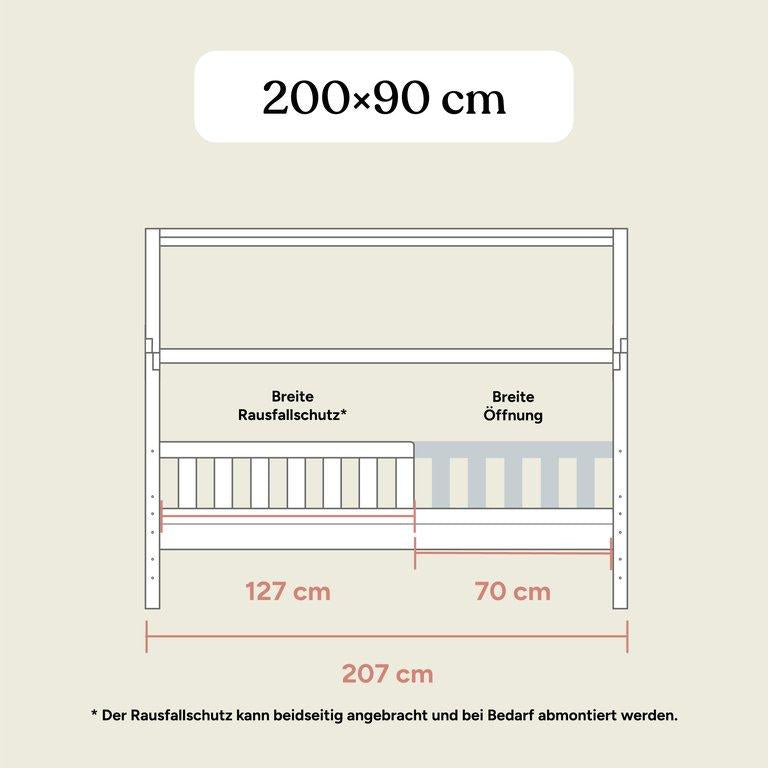 Hausbett Lille mit 2 Schubladen | Kiefer Natur | 90x200 cm