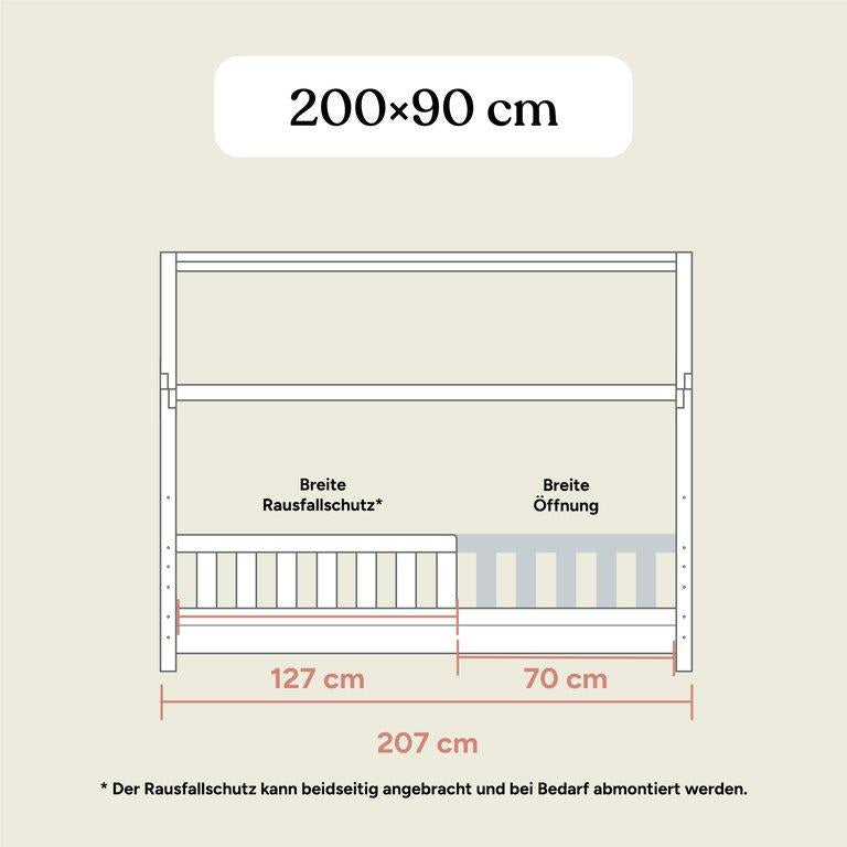 Hausbett Lille mit 2 Schubladen | Kiefer Natur | 90x200 cm