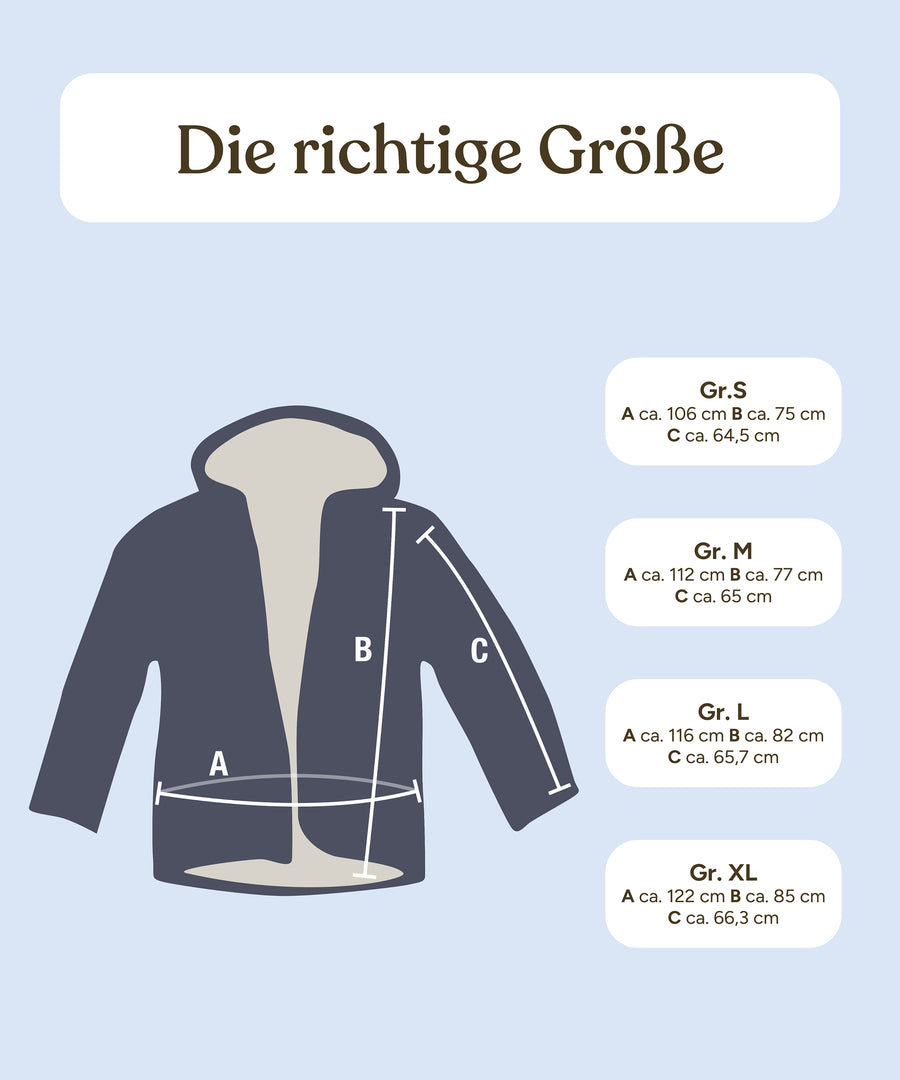 Größengrafik Herren-Walkjacke.