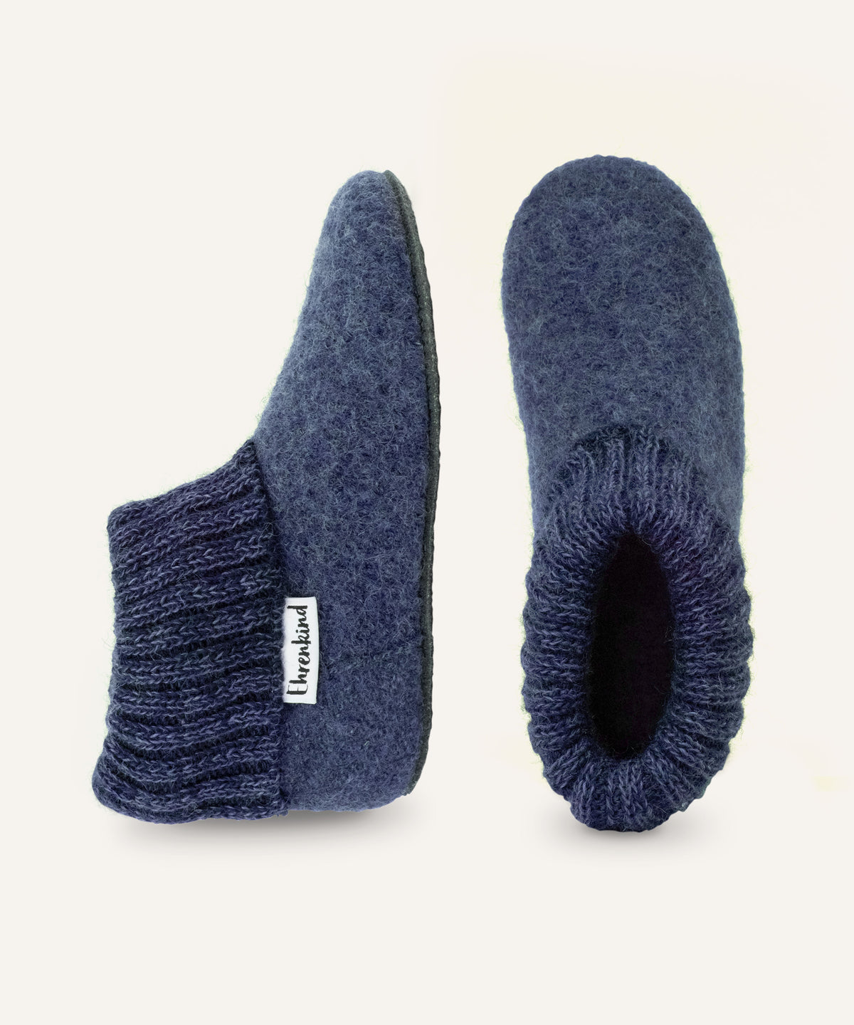 Kinder-Hausschuhe in Jeansblau.