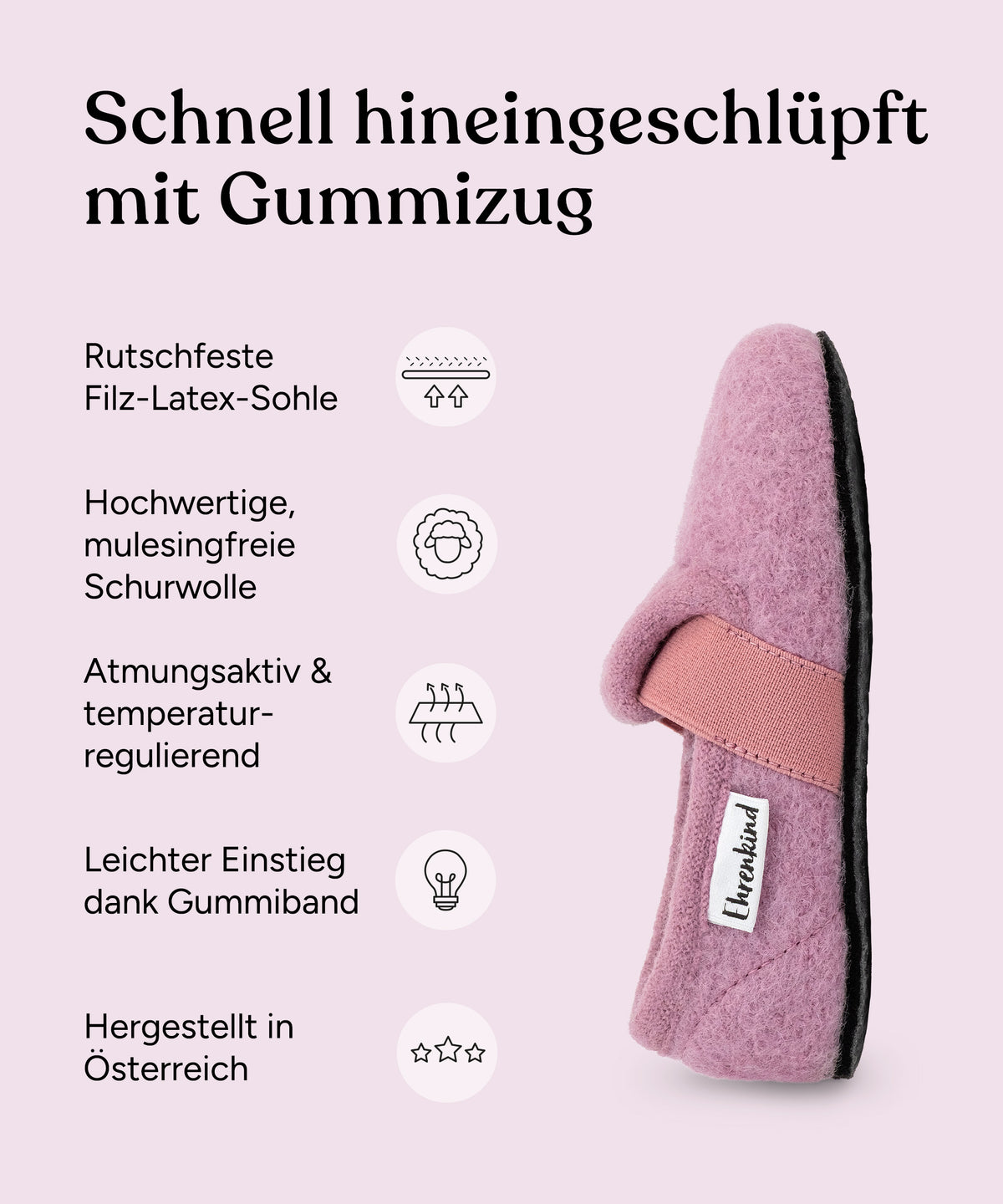 Vorteile Kinderhausschuh Flach.
