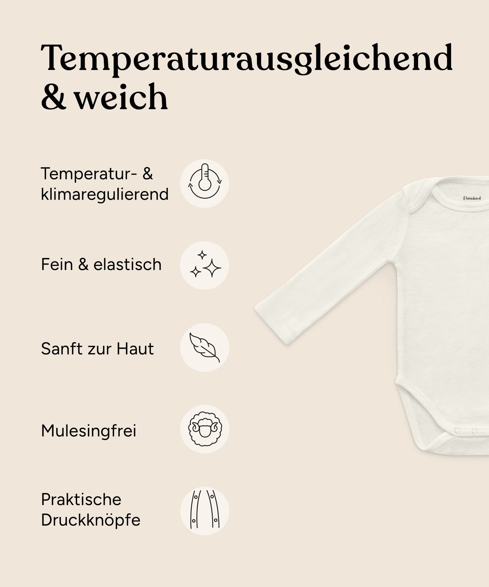Vorteile Langarmbody Merinowolle.