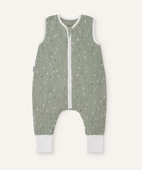 Musselin-Schlafsack mit Beinen 0.5 TOG in Jade.