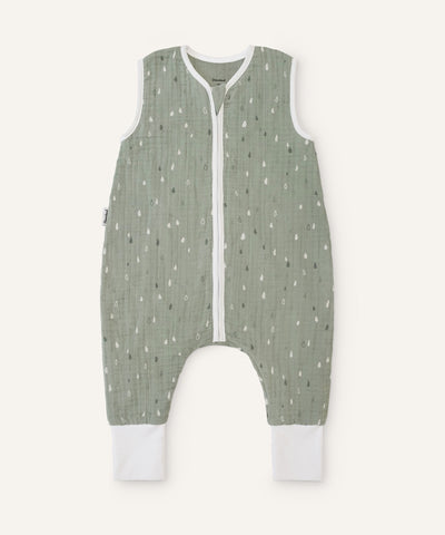 Musselin-Schlafsack mit Beinen 0.5 TOG in Jade.