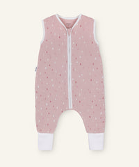 Musselin-Schlafsack mit Beinen 0.5 TOG in Rose Tropfen.