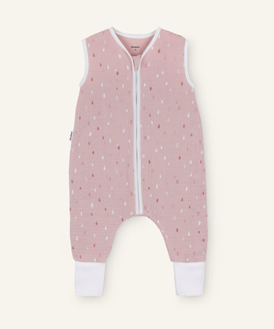 Musselin-Schlafsack mit Beinen 0.5 TOG in Rose Tropfen.
