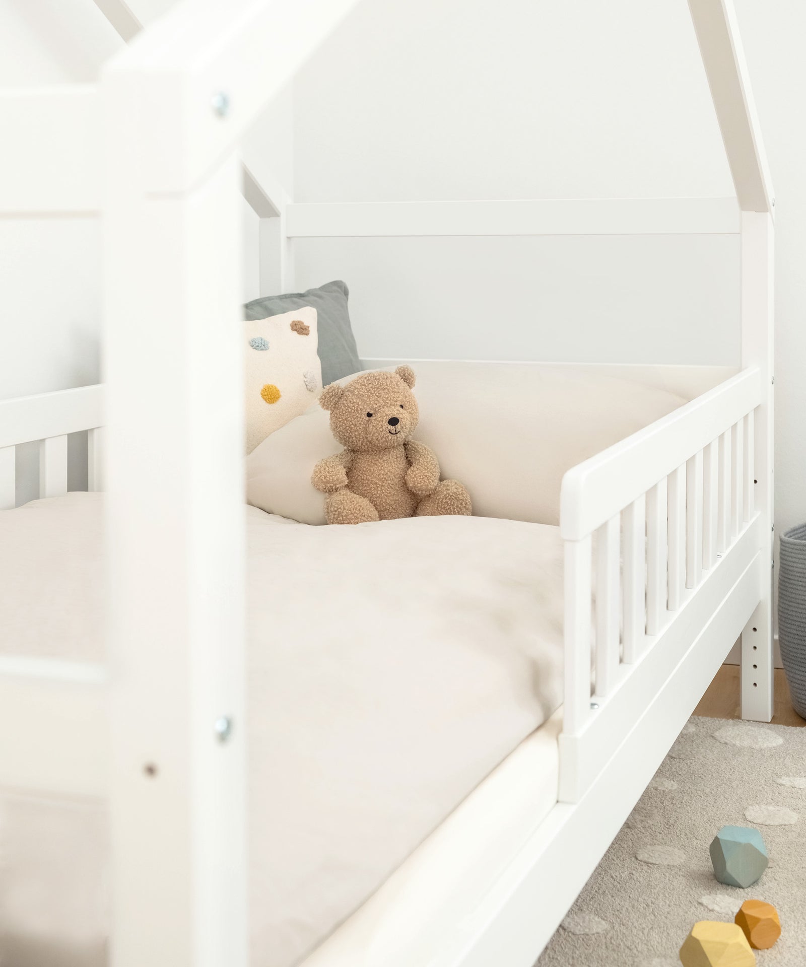 Nahaufnahme von der Bettwäsche in dem Panorama Hausbett.