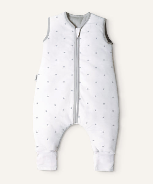 Schlafsack mit Beinen ganzjährig Weiß graue Sterne.