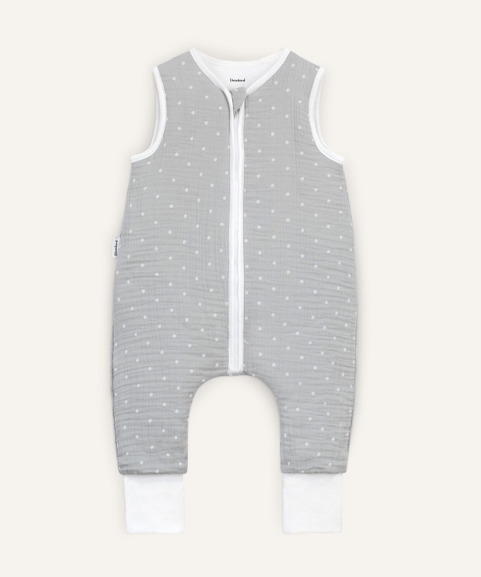 Schlafsack Beine Musselin 2.5 TOG Grau Punkte.