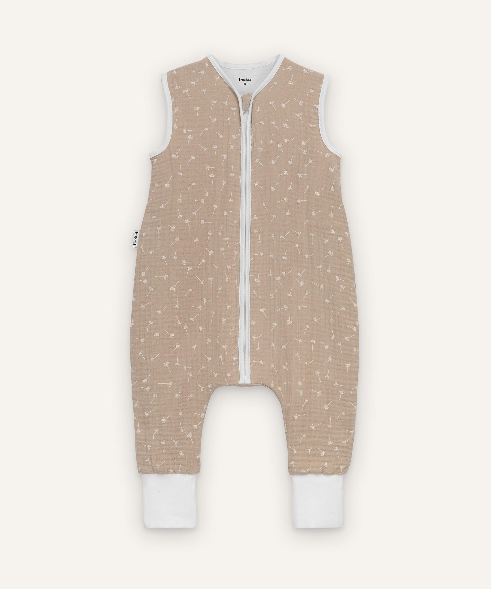 Schlafsack mit Beinen Musselin ganzjährig Beige Pusteblume.
