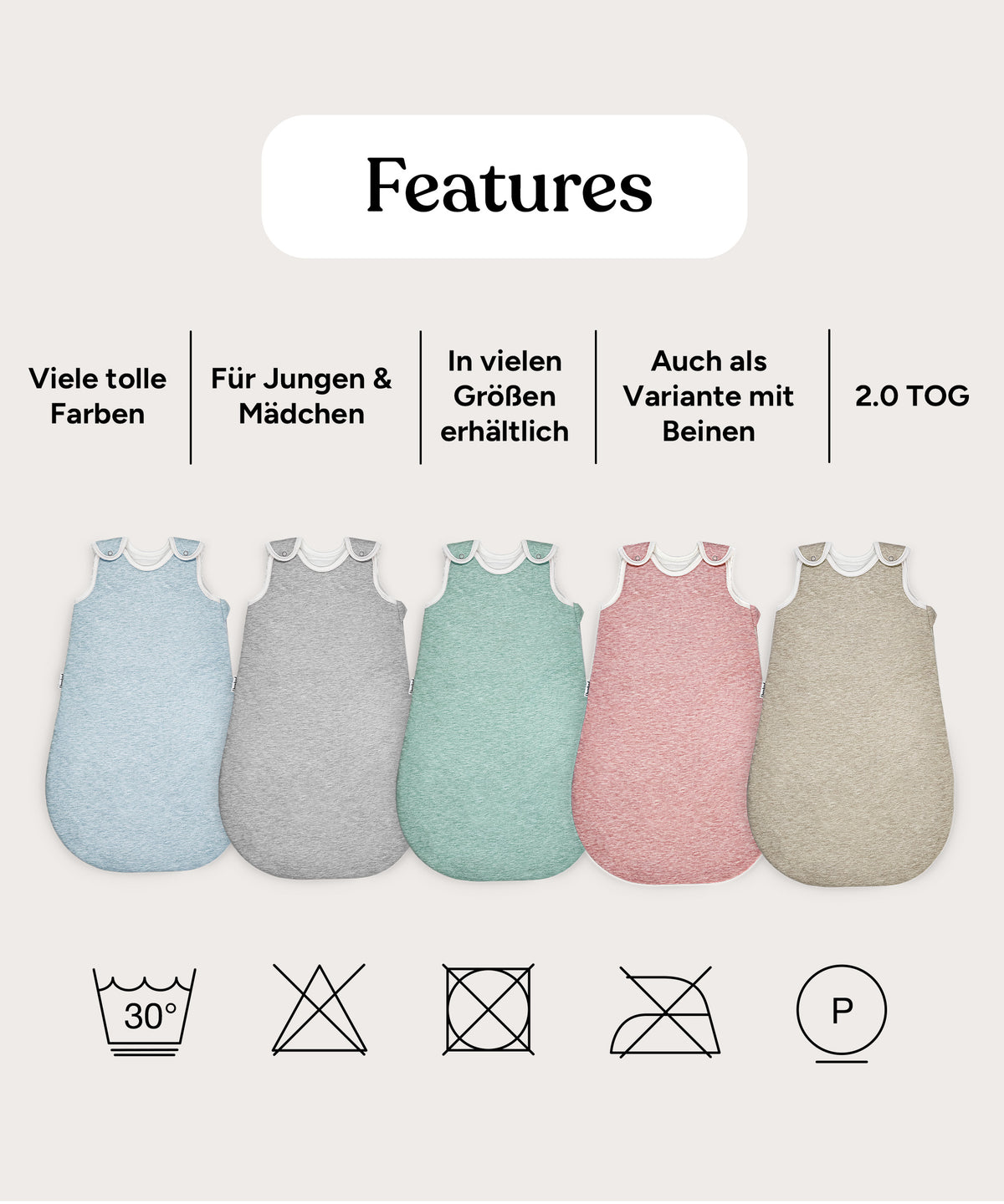 Features Schlafsack Wollwattierung Rund.