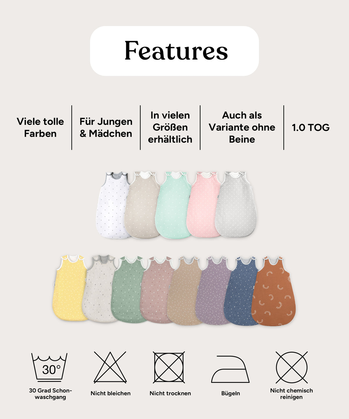 Features Sommerschlafsack Rund.
