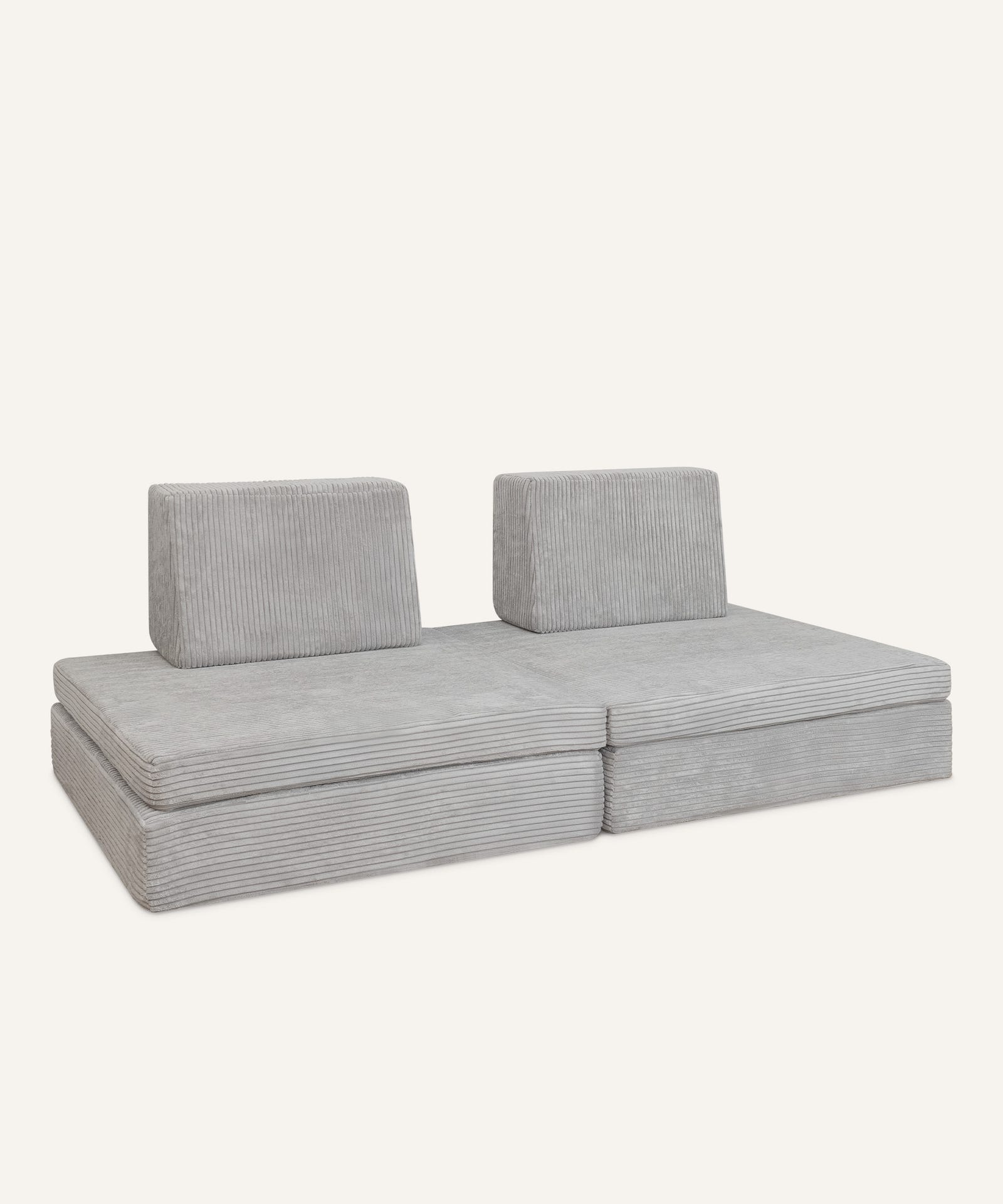 Spielsofa Cord in Hellgrau.