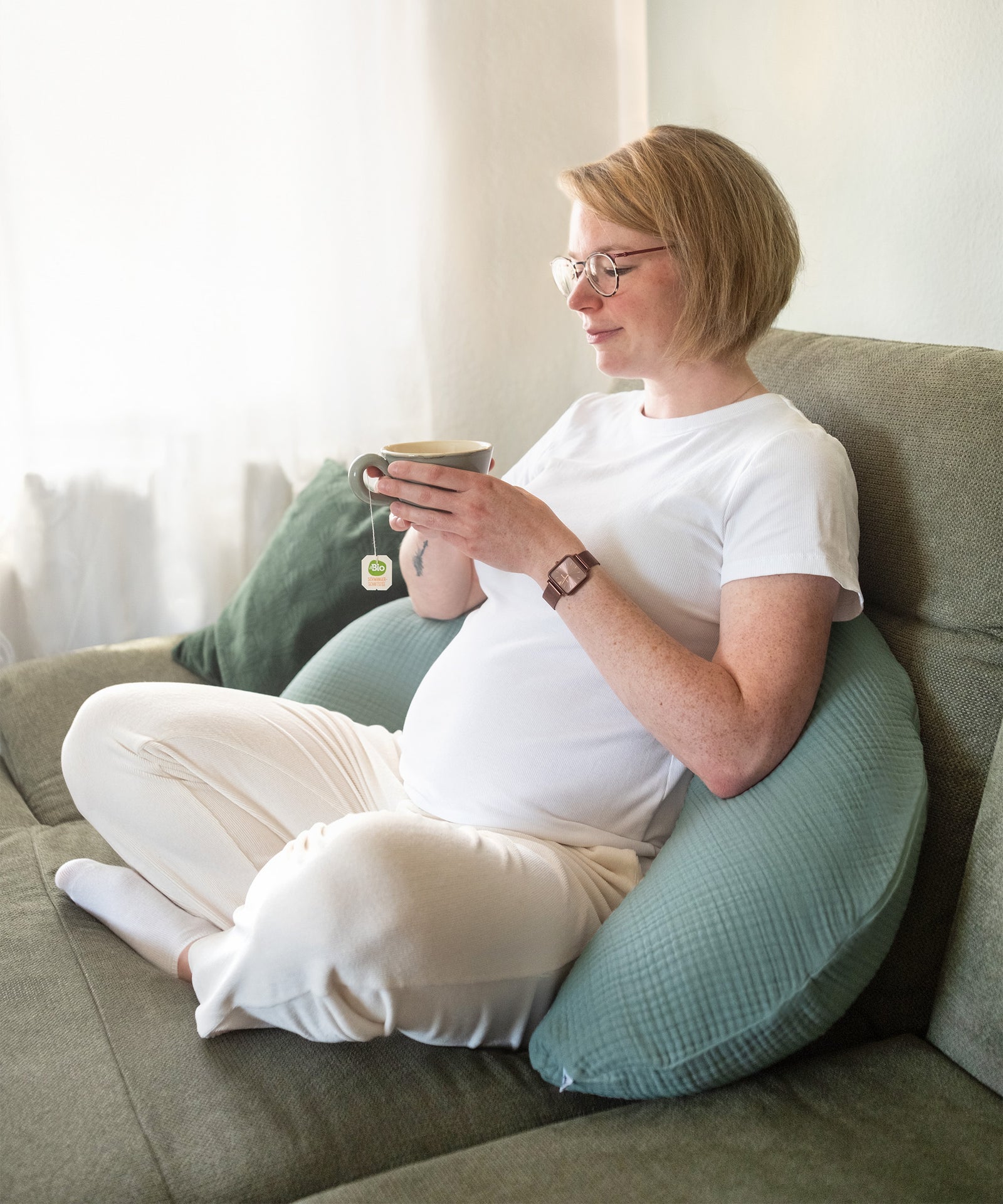 Stillkissen als bequemes Stützkissen in der Schwangerschaft.
