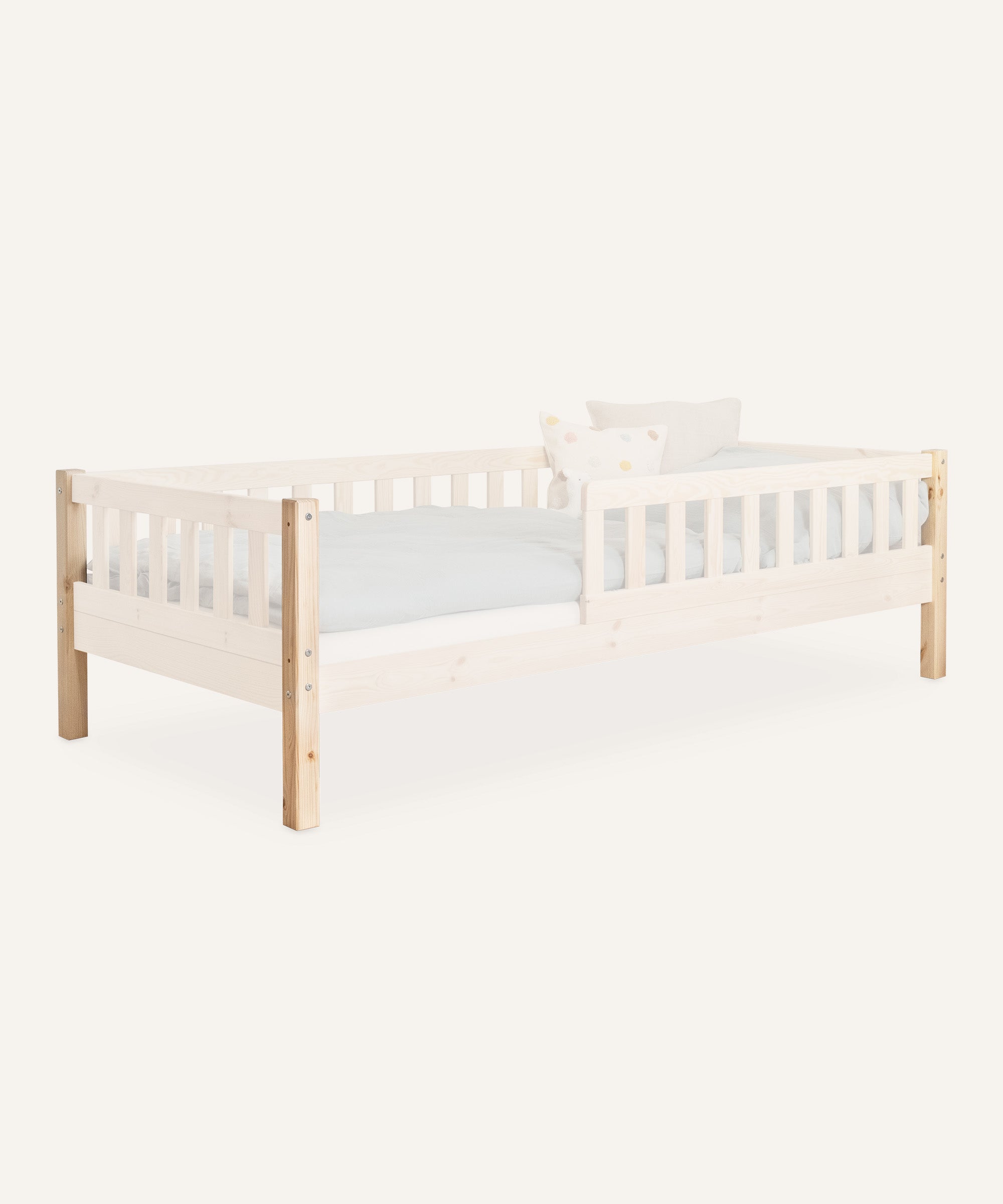 Umbau-Set Für SmartStuff Kinderbett Zu Großem Bett – Massivholz, Inkl. Gitter & Leisten, Pergament-Farbton