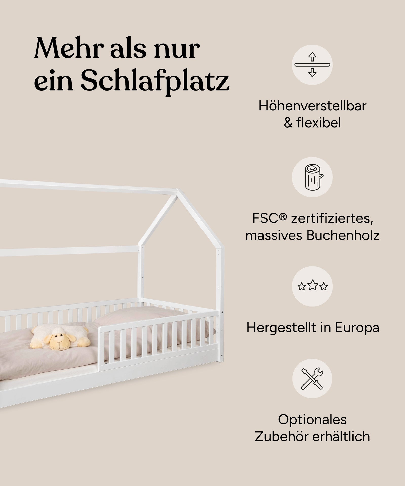 Vorteile Hausbett Buche Weiß.