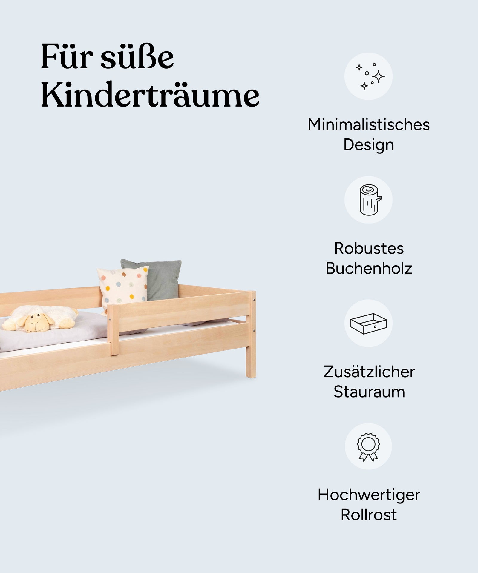 USP-Grafik Kinderbett Buche B3 Natur.