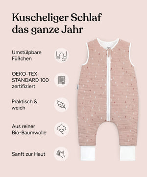 schlafsack mit viel beinfreiheit 2-er Pack Ganzjahresschlafsack Musselin 2.5 TOG mit Beinen