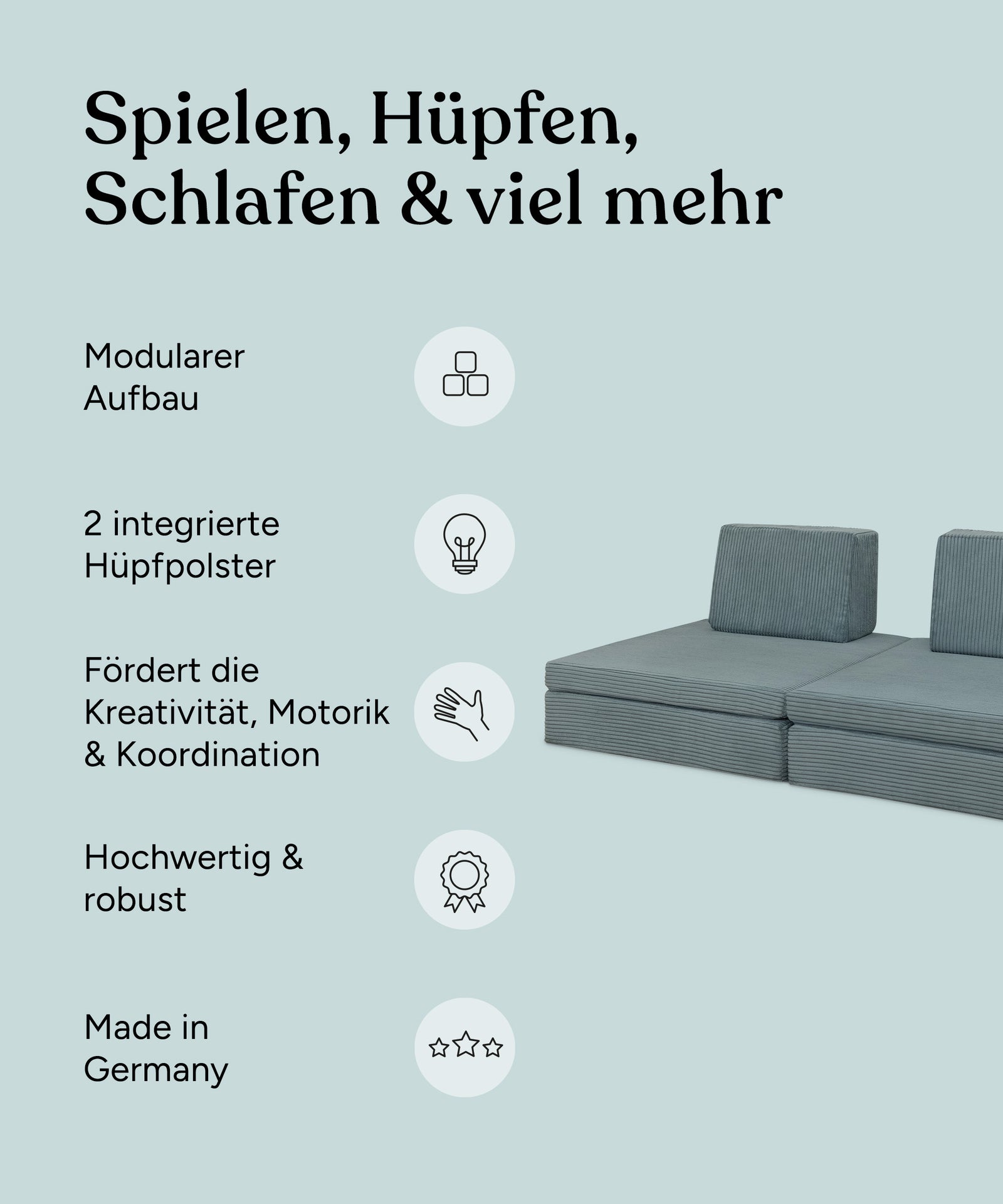 USP-Grafik für Spielsofa Cord.
