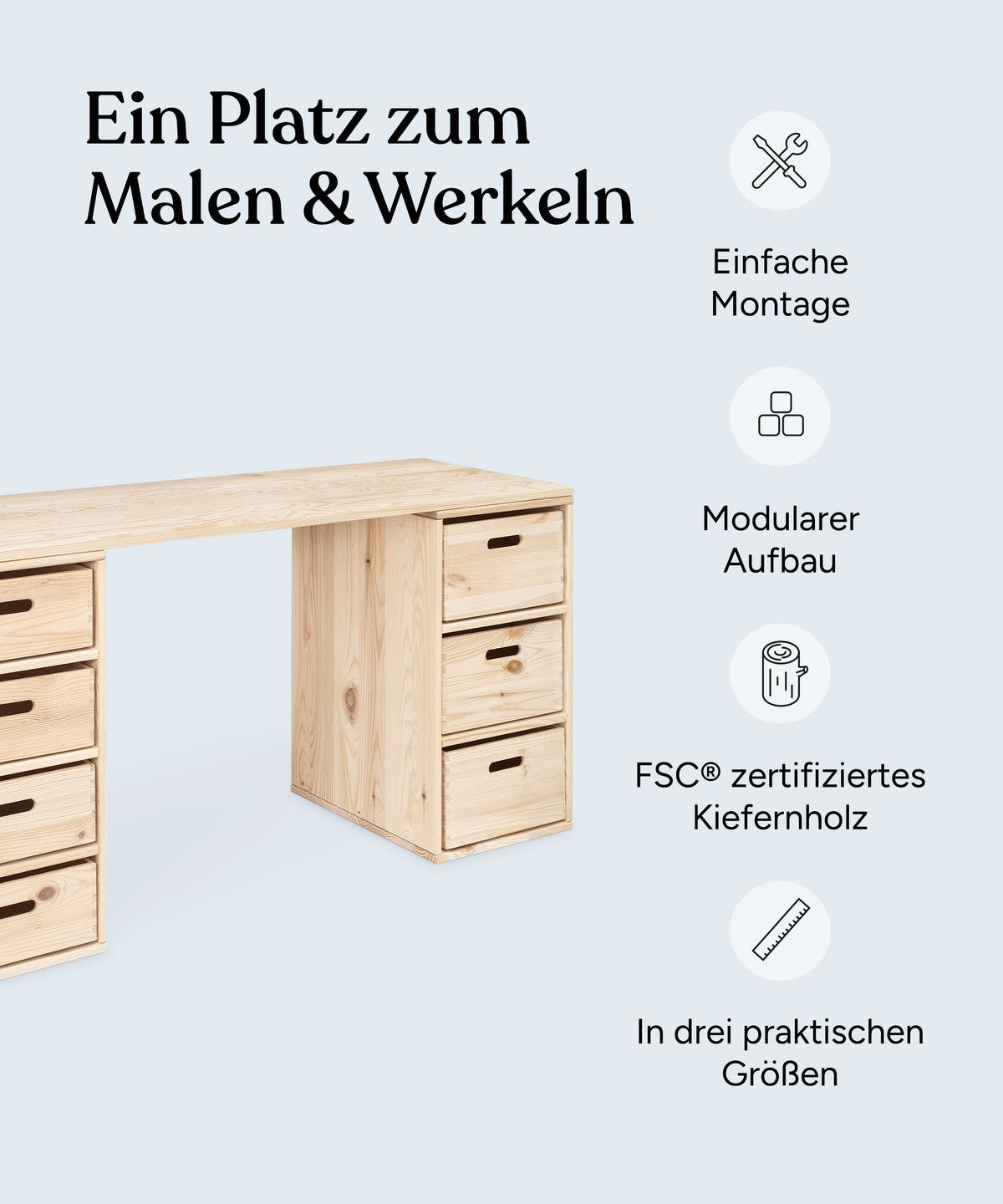USP-Grafik Tischplatte Kiefer.