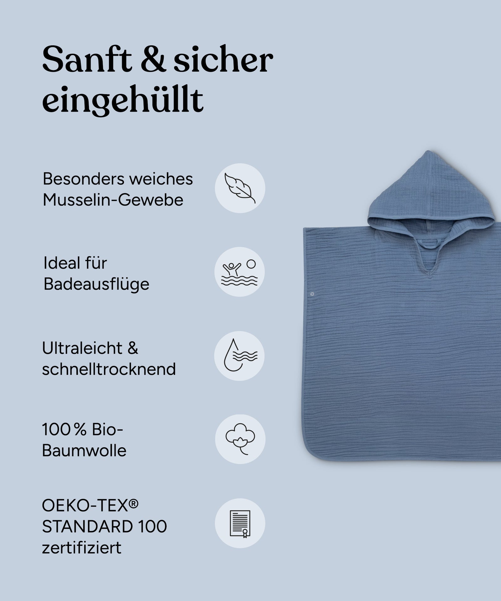 Vorteile Badeponcho Musselin.