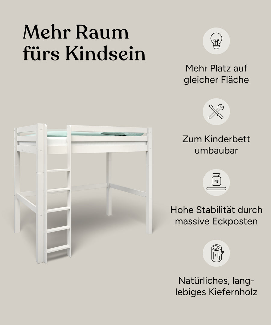 Vorteile Hochbett Vento Weiß.