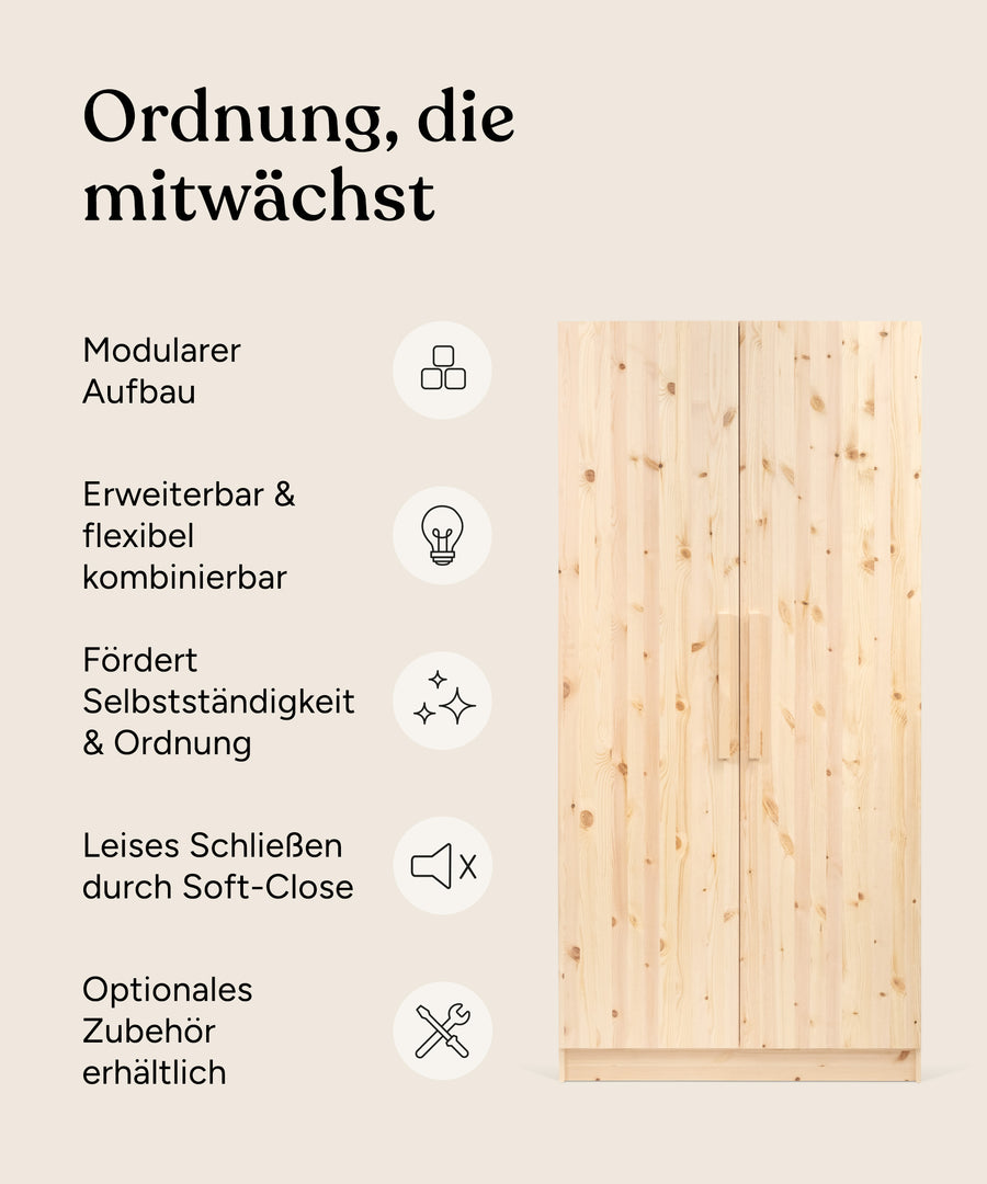 Vorteile Kleiderschrank Linia Kiefer 100 cm.