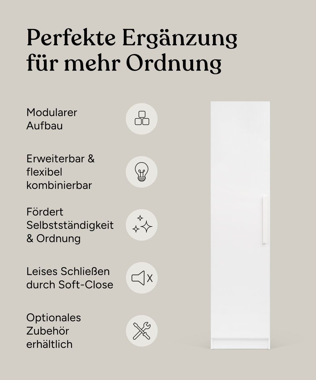 Vorteile Kleiderschrank Linia Kiefer Weiß 50 cm.