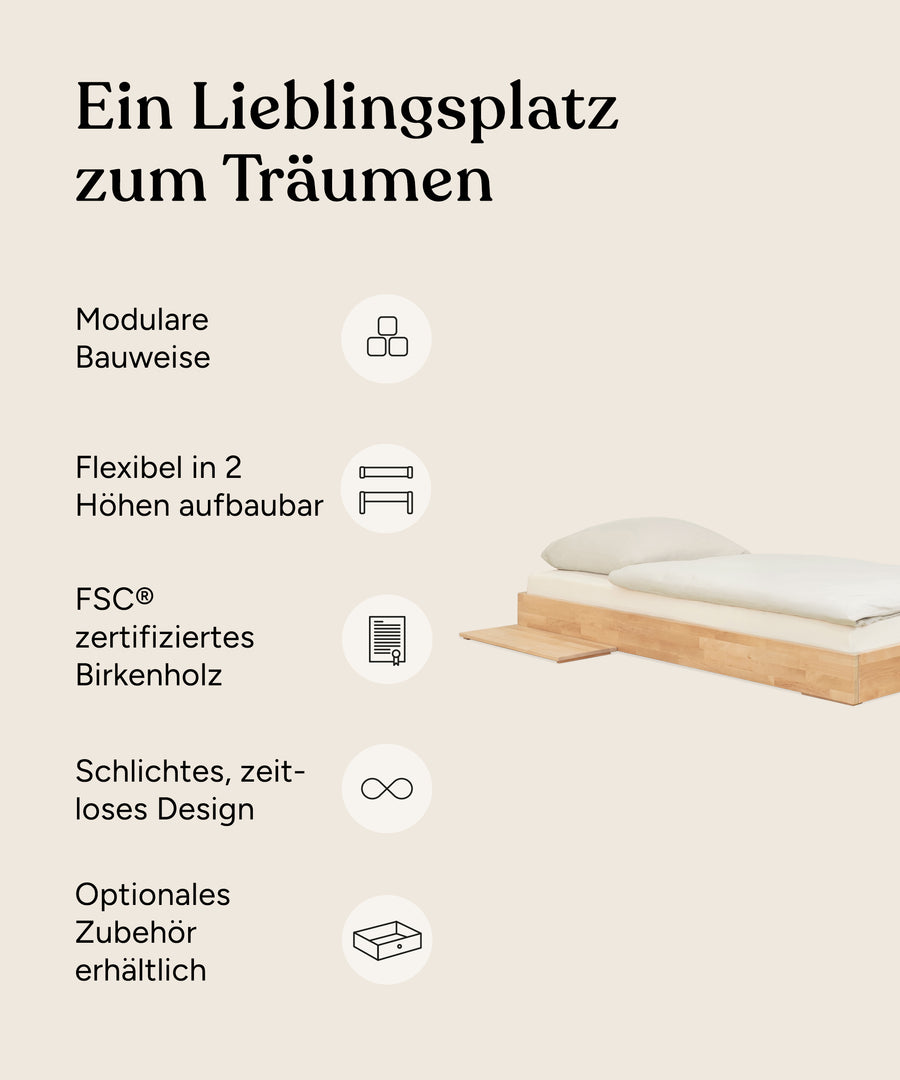 Vorteile Plano Birke Einzelbett.