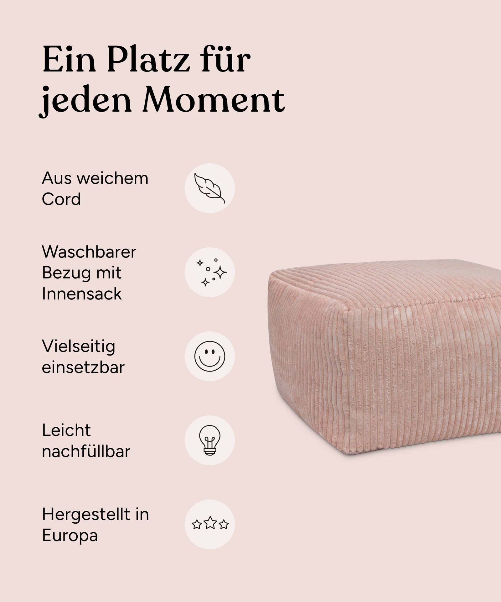 Vorteile Pouf Eckig