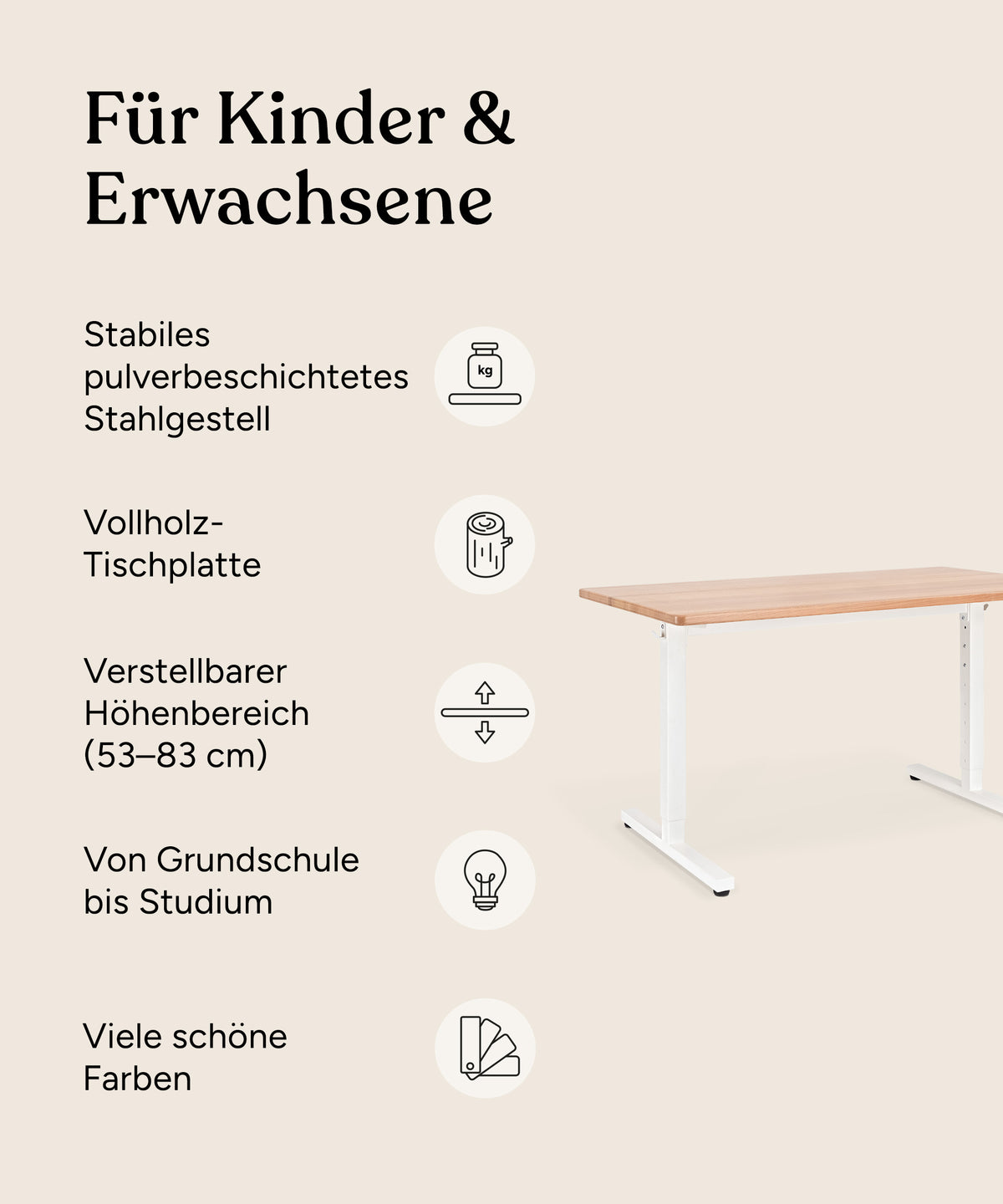 Vorteile Schreibtisch höhenverstellbar Buche.