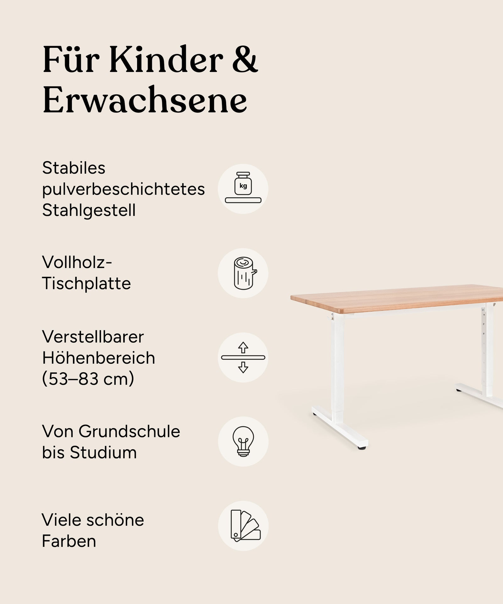 Vorteile Schreibtisch höhenverstellbar Buche.