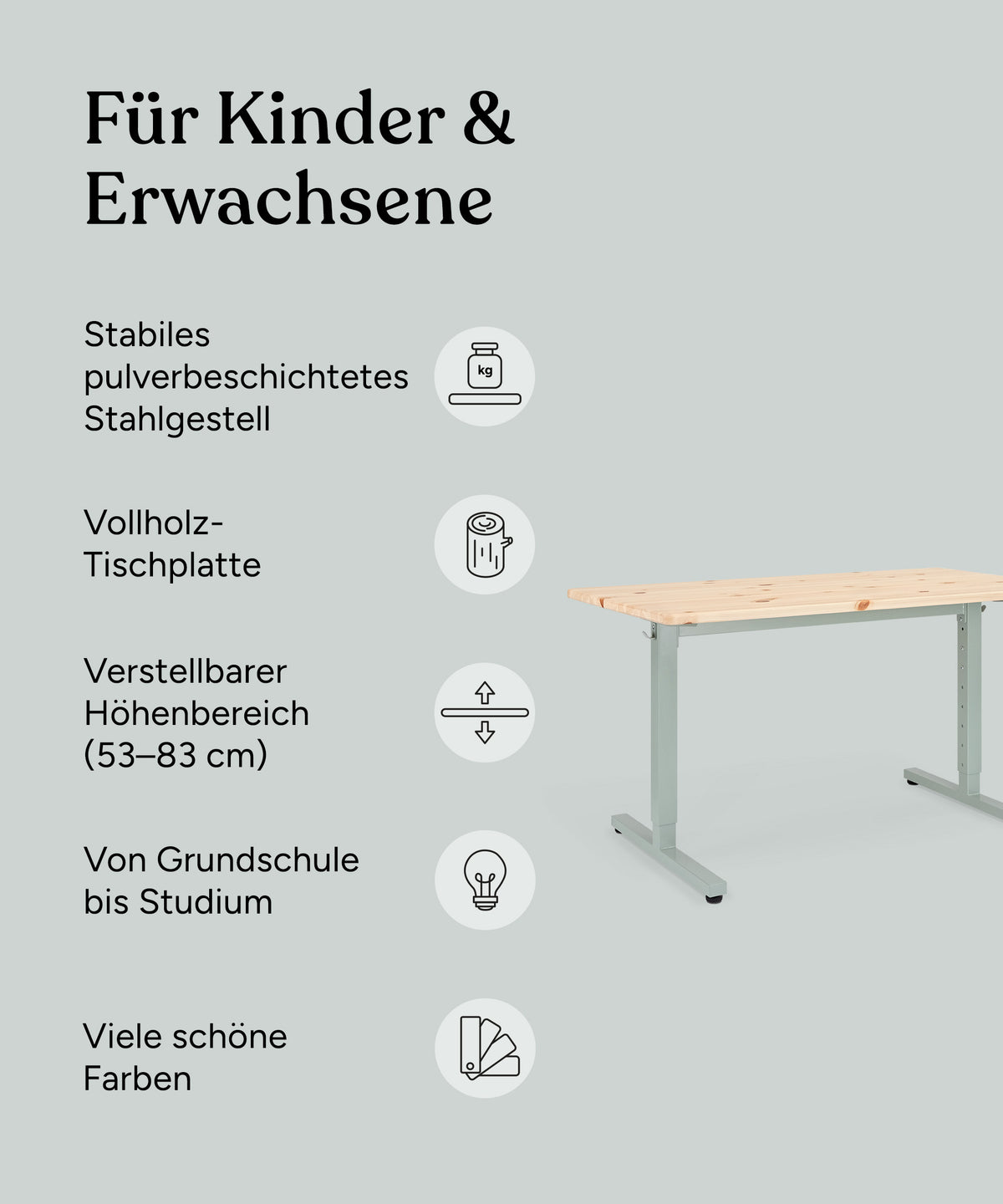 Vorteile Schreibtisch höhenverstellbar Kiefer.